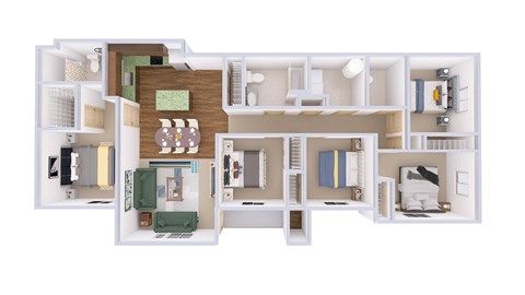 Floor plan for 5 beds, 2.5 baths, 1713 sqft